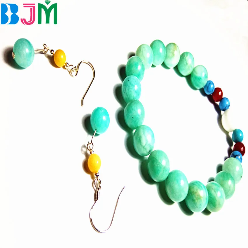 Новинка 2017 года стиль Природный Amazon камень Серьги и браслет Наборы для ухода за