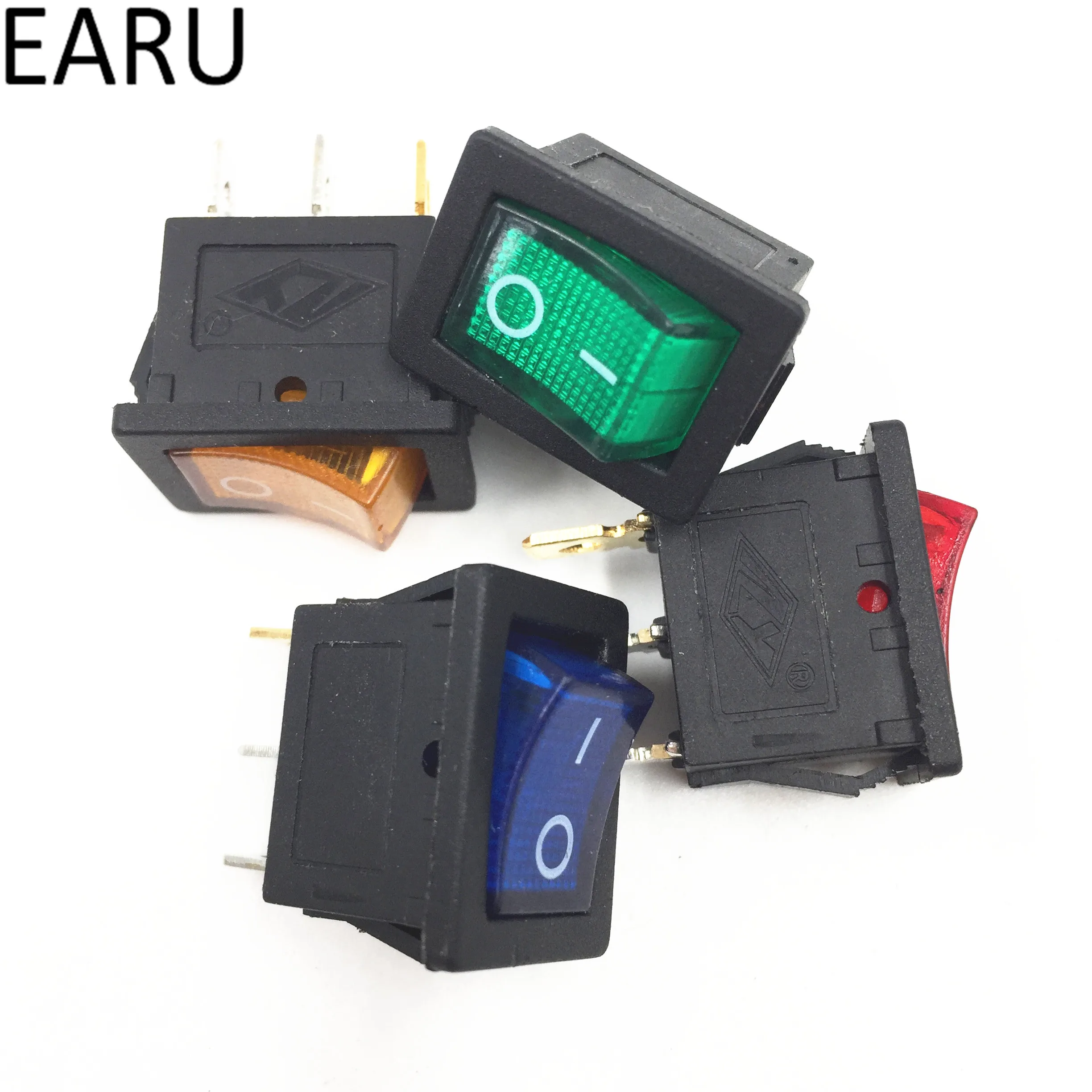 1pc DIY Locking KCD1 Red Blue Yellow Green Button On-Off 3Pin DPST Boat Car Rocker Switch 6A/10A 250V/125VAC Push | Обустройство дома