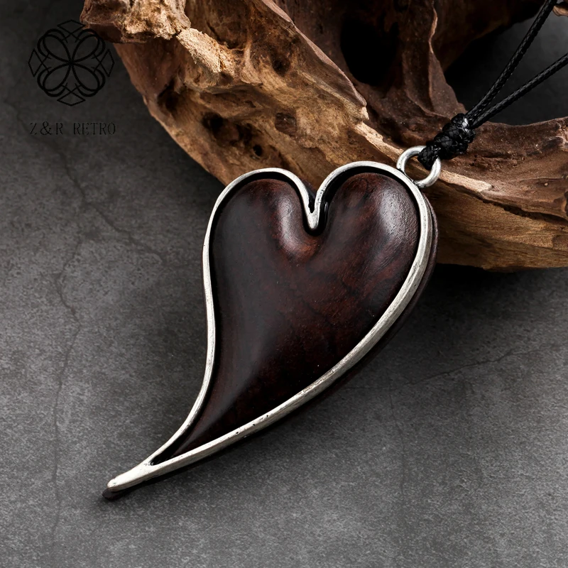 Подвеска в виде сердца и Ожерелья Цепочка на свитер из сандалового дерева