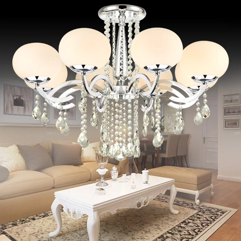 Светодиодный хрустальная люстра круглый спальня гостиная стеклянный подвесной