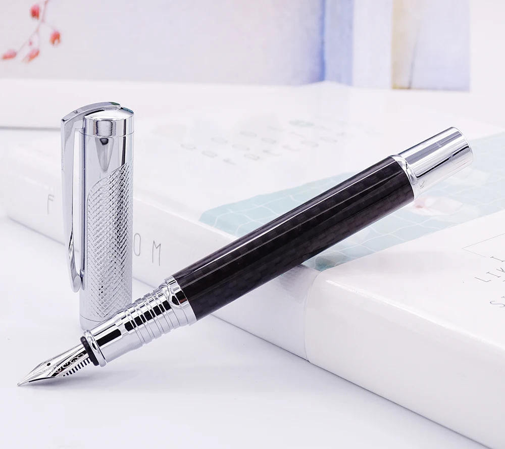 

Fuliwen Carbon Fiber Exquisite Fountain Pen Medium Nib 0.7mm , Fashion Black Color Quality Writing Pen for Office Business