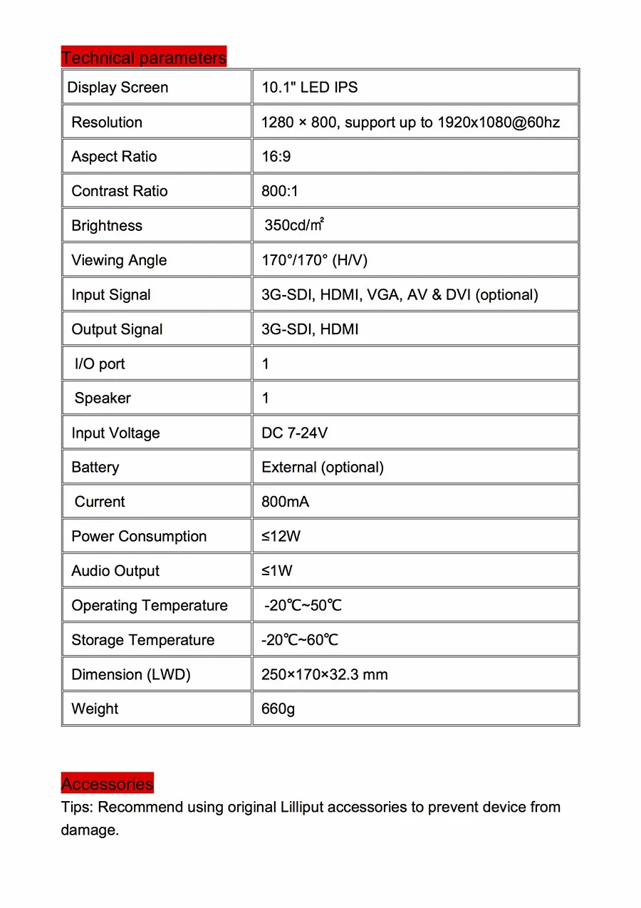 LILLIPUT FA1014/S 10," ips HDMI SDI камера полевой монитор BMCC BMPC 4K ARRI mini 3G-SDI DSLR HD монитор 1280*800 HDMI VGA вход
