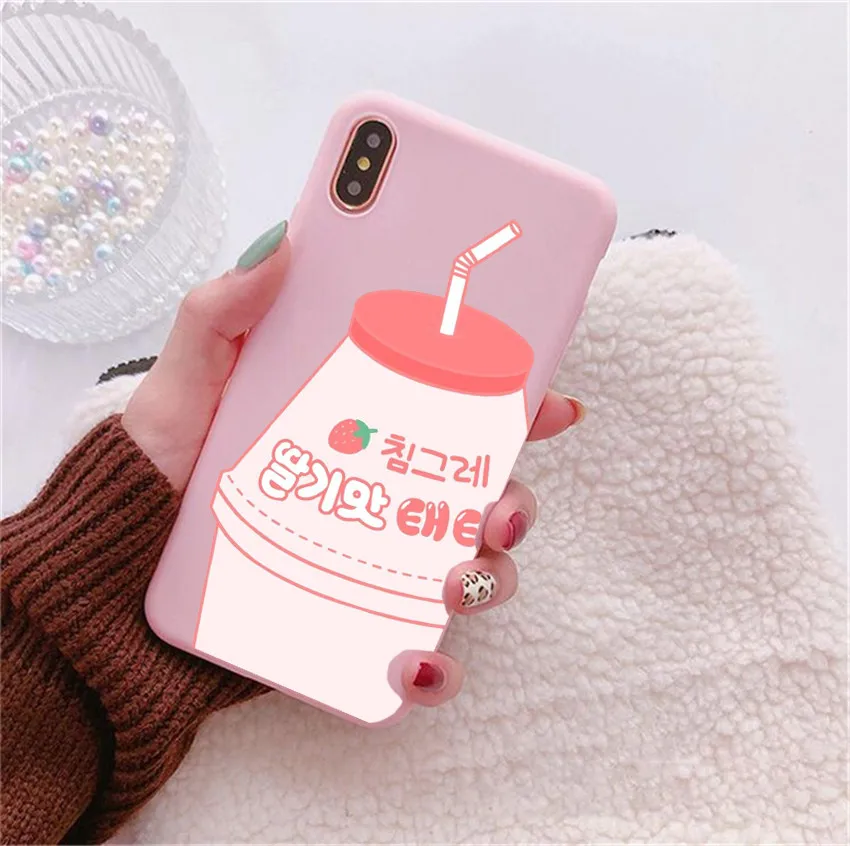 Милый Летний чехол для телефона с рисунком молочного чая iPhone XS Max XR X TPU Мягкий