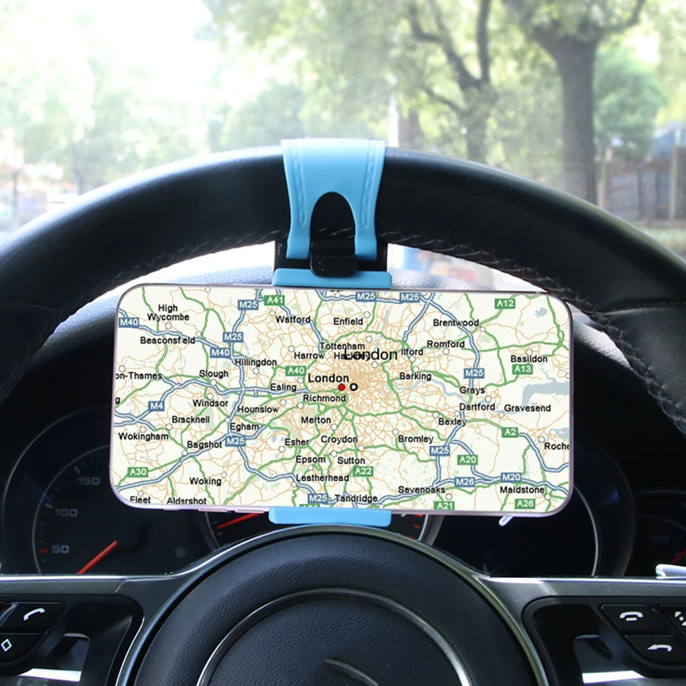 Auto Car Steering Wheel Guide Phone Holder Bike Clip Mount Mobile-phone Stand Support