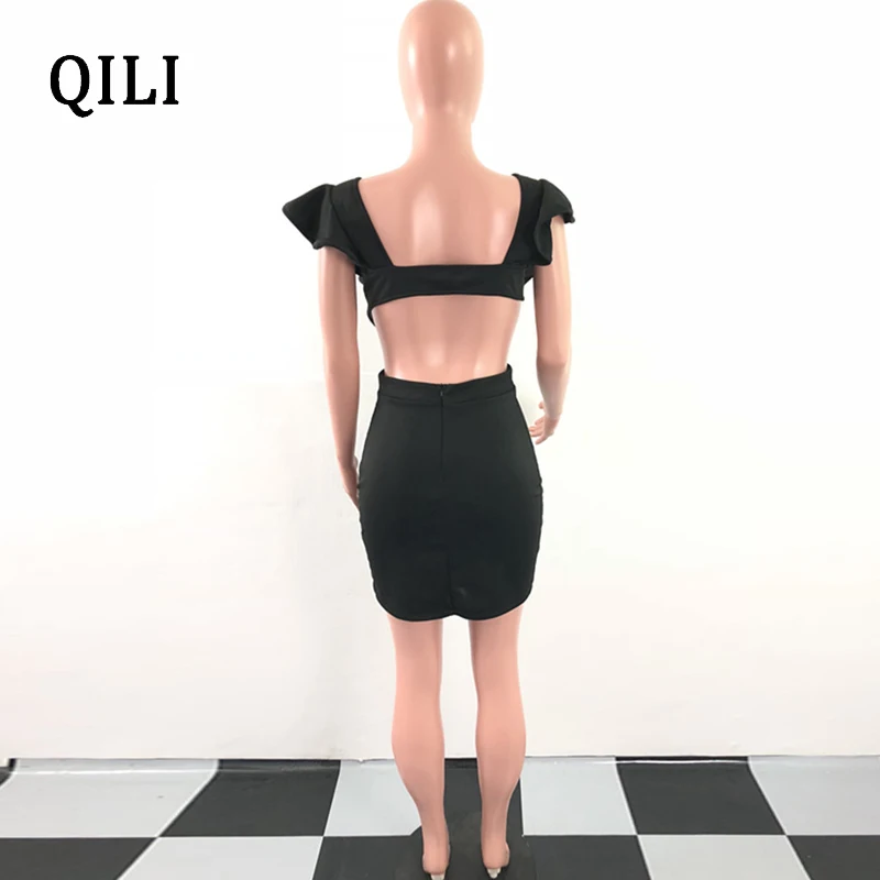 QILI женское вечернее платье черные красные оборки с коротким рукавом ажурные