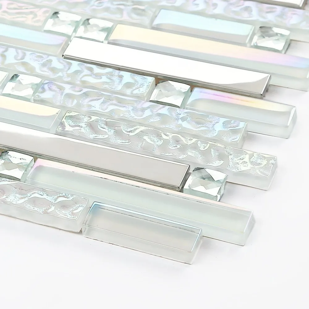 Соединяющаяся металлическая лента 13 СКОШЕННЫХ алмазов Радужная Хрустальная