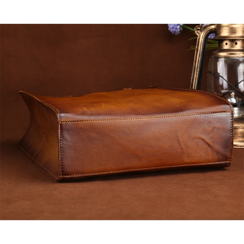 Изготовленная из первого слоя воловьей кожи сумка для женщин винтажная