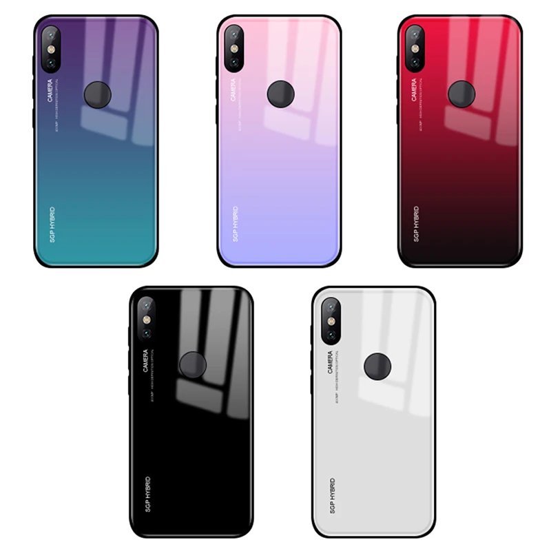 Gradient Tempered Glass Case For Xiaomi redmi note 7 6 5 pro Back Cover Protective xiaomi mi 9 8 lite f1 plus |