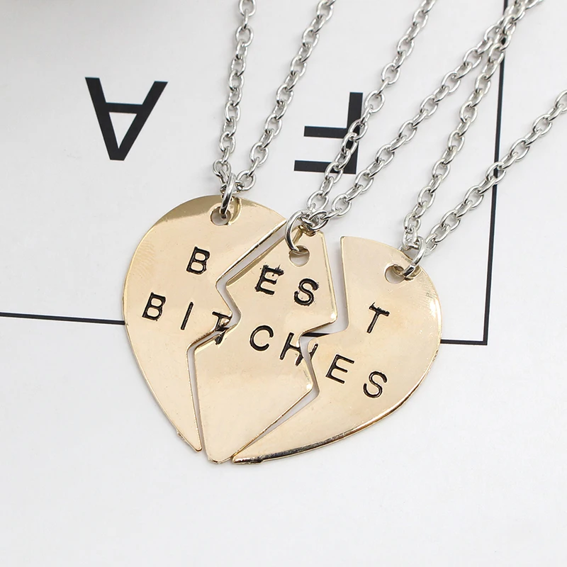 Комплект брелков Best Bitches Кулоны из нержавеющей стали ожерелье для женщин золотой
