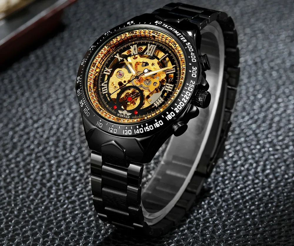 Модные брендовые Мужские автоматические механические часы Winner мужские наручные