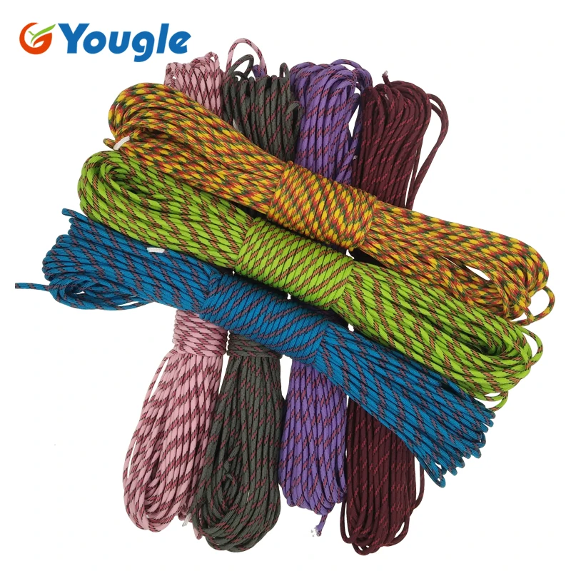 

YOUGLE Paracord 550lb Parachute Cord Lanyard Rope Mil Spec Type III 7 Strand 100FT 31m Camping equipment Climbing rope 116-122