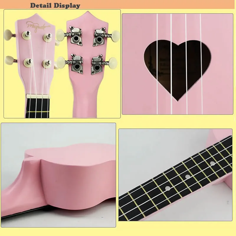 Горячая Распродажа, Mcool, 21 дюймов, розовая Гавайская гитара Ukelele, 4 струны, гавайская мини-гитара в форме сердца, отверстие для тона, липа, дерево, Uke