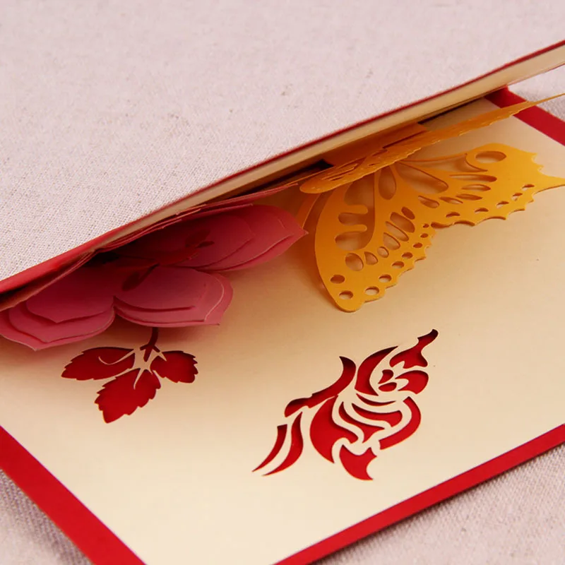 2 вида цветов 3D лазерная резка бабочка цветок бумага приглашения Поздравительные