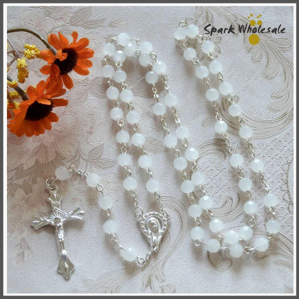 Религиозная 6 мм черная граненая стеклянная четка ожерелье святая католическая