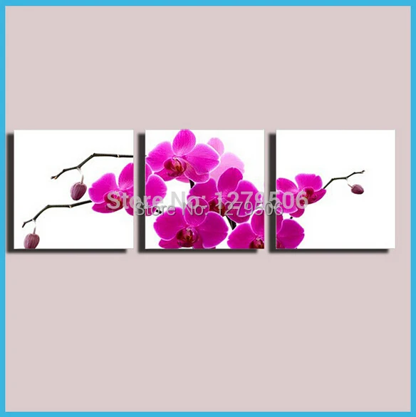 Ручная работа 3 шт. картина маслом на холсте Настенная красивая Дендробиум для