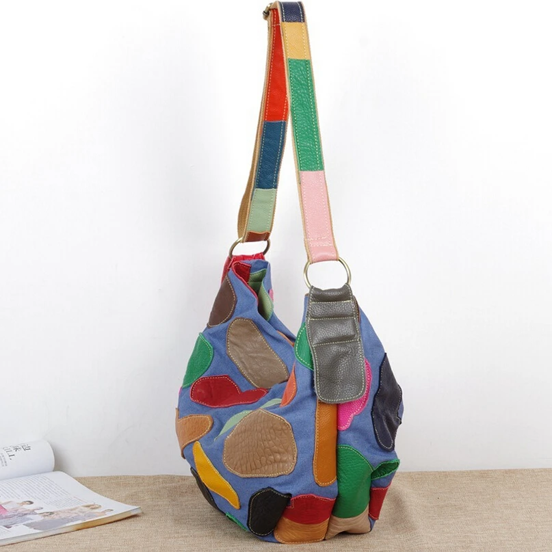 Classic Designer Handbags Cow Leather+Jean Patchwork Bags Lady Purse Women Hobo Messenger Satchel Tote Crossbody | Багаж и сумки