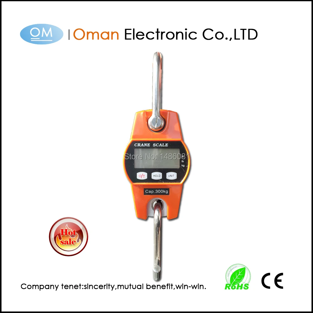 

Mini 300kg weighing scale with white back light 100kg hanging scale with large LCD display