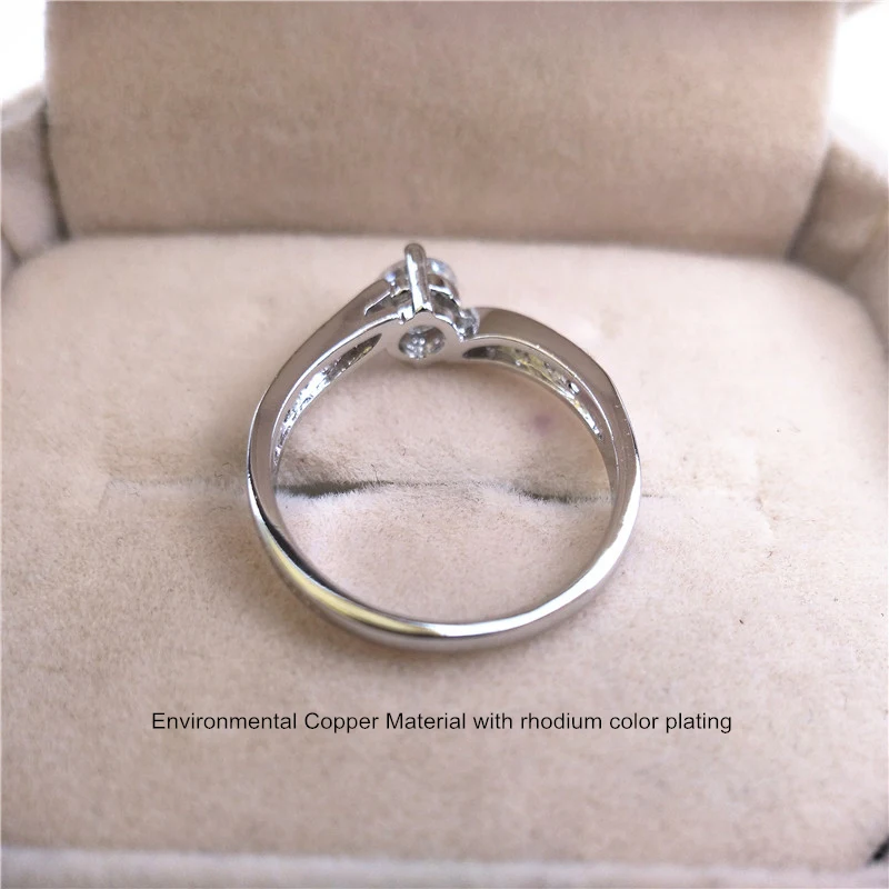 INALIS Romantic Wedding CZ Rings for Women Gift 5MM Grade AAA+ Round Main Cubic Zirconia Crystal With Side Stones Ring I2700 | Украшения и