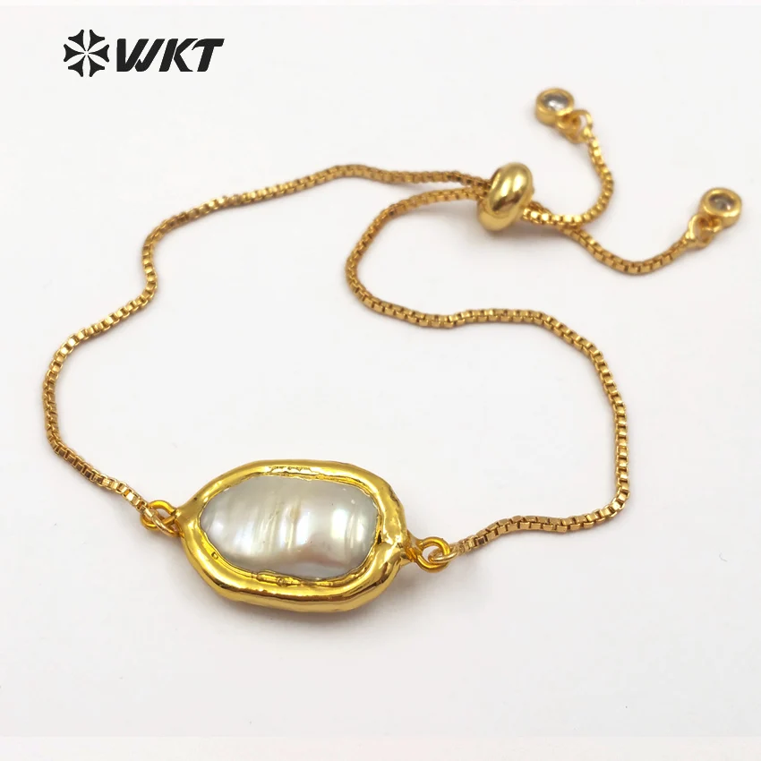 

WT-B413, новый стиль, модные браслеты с пресноводным жемчугом, 24 k, позолоченные, гальванизированные, стильные браслеты с жемчужной цепочкой, по...