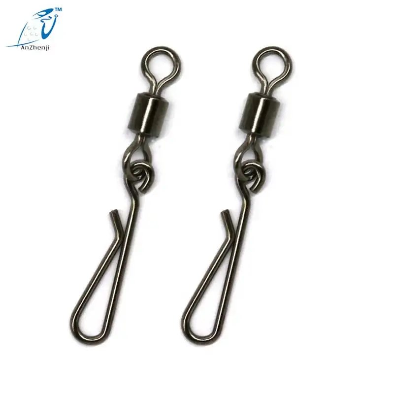 

AZJ 200 Pieces/lot Fish Swivel With Hanging Fishing Tackle Fish Hooks Connector with Snap Rolling Peche Boat Raft Rod