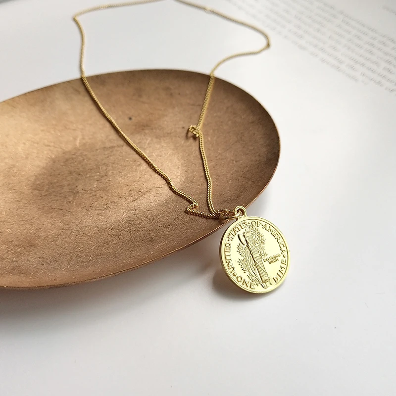 Peri'sBox, 925 пробы, серебряное, Elizabeth Disc, подвеска, ожерелья, Ретро стиль, Римский Шарм, многослойное колье, простые Чокеры для монет, ожерелья