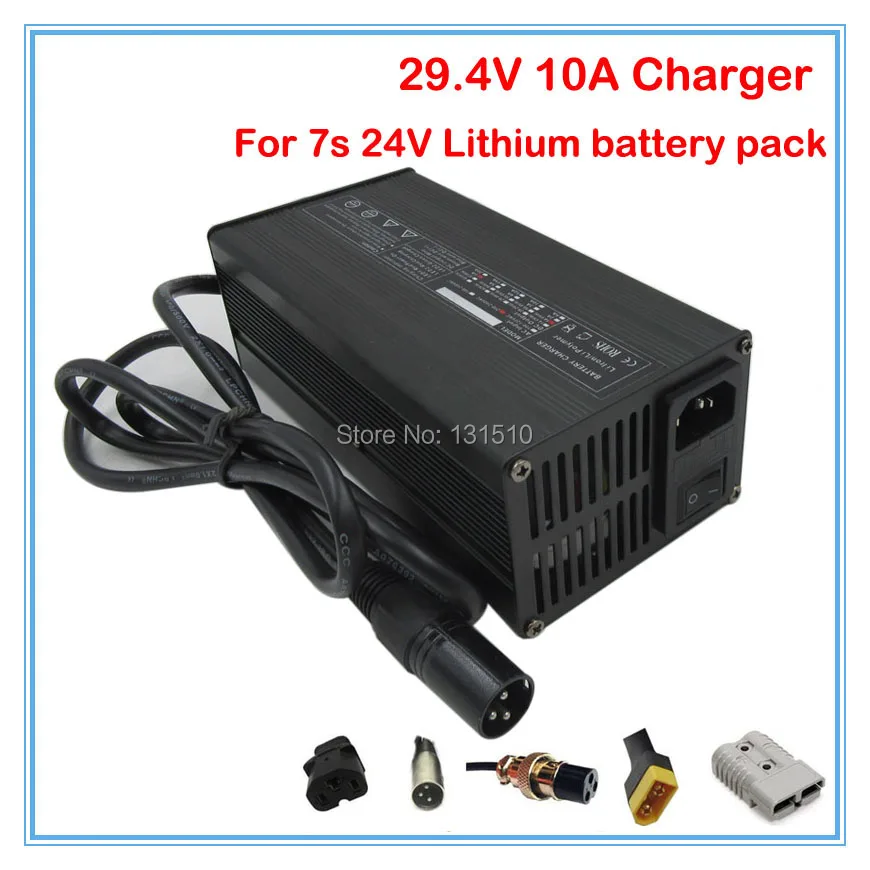 360W 24V 10A зарядное устройство 29,4 V 10A литий-ионная батарея зарядное устройство Вход для 7S 24V литиевый Электрический велосипед аккумулятор зарядное устройство