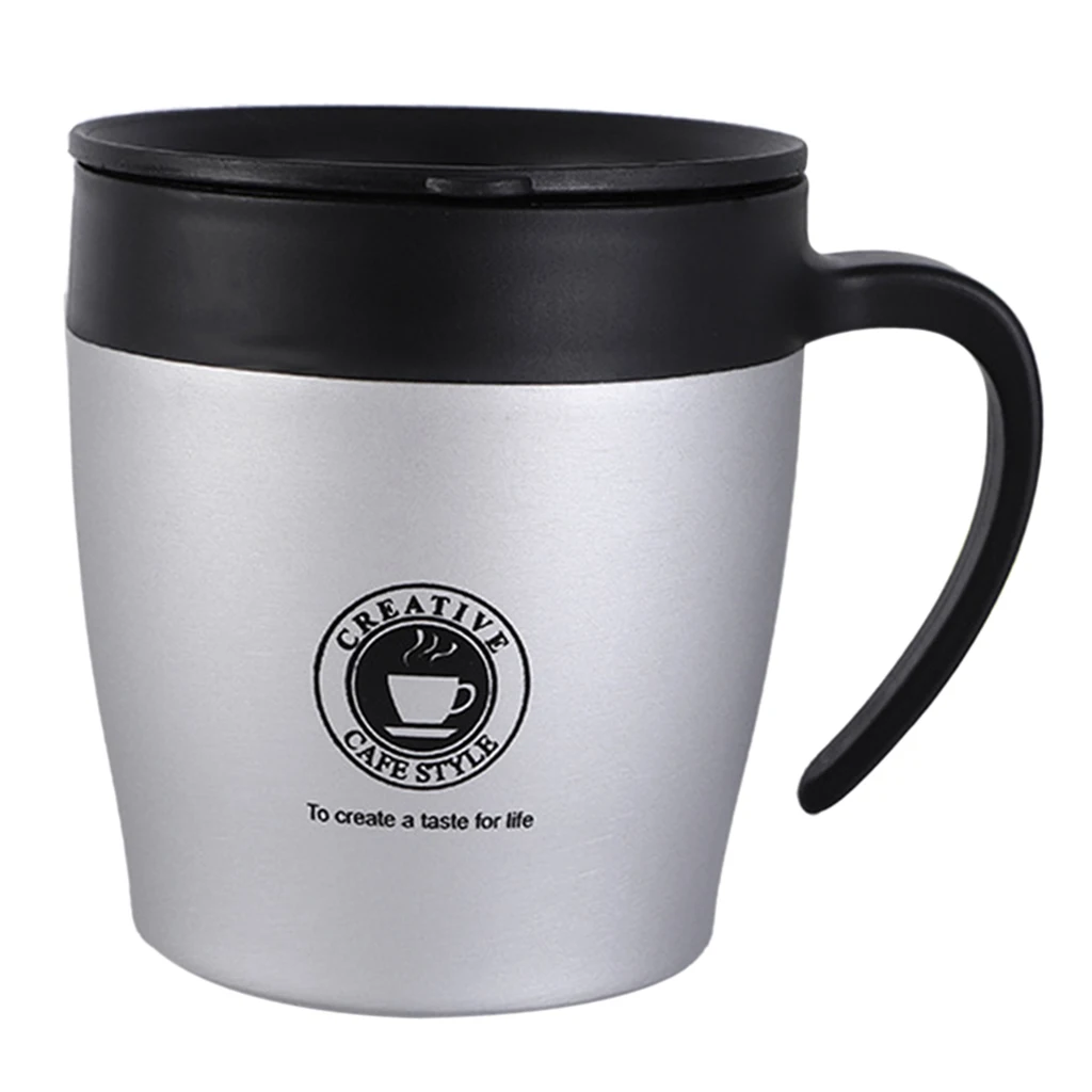 Дорожная кружка из нержавеющей стали водяные кофейные чашки с ручкой и крышкой 300