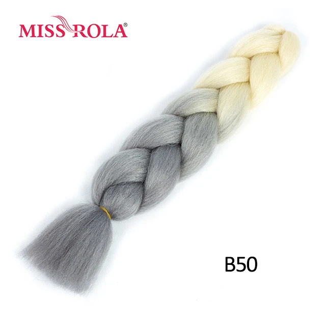 Miss Rola, большие синтетические косы, волосы, 100 г, 24 дюйма, высокотемпературное волокно, Джамбо, волосы для наращивания, Омбре, вязанные крючком, косички - Цвет: B50