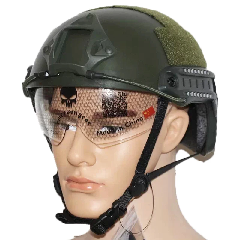 Военный армейский Быстрый Тактический шлем MICH с защитными очками регулируемый