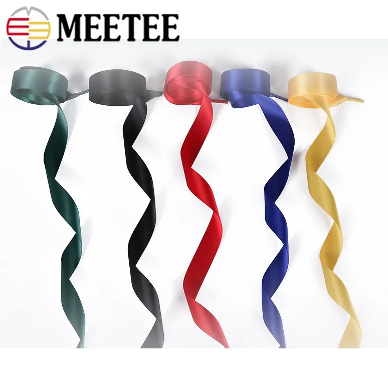 Meetee/Двусторонняя лента из сатина и полиэстера 2 см ширина 5 пар/10 пар блестящие