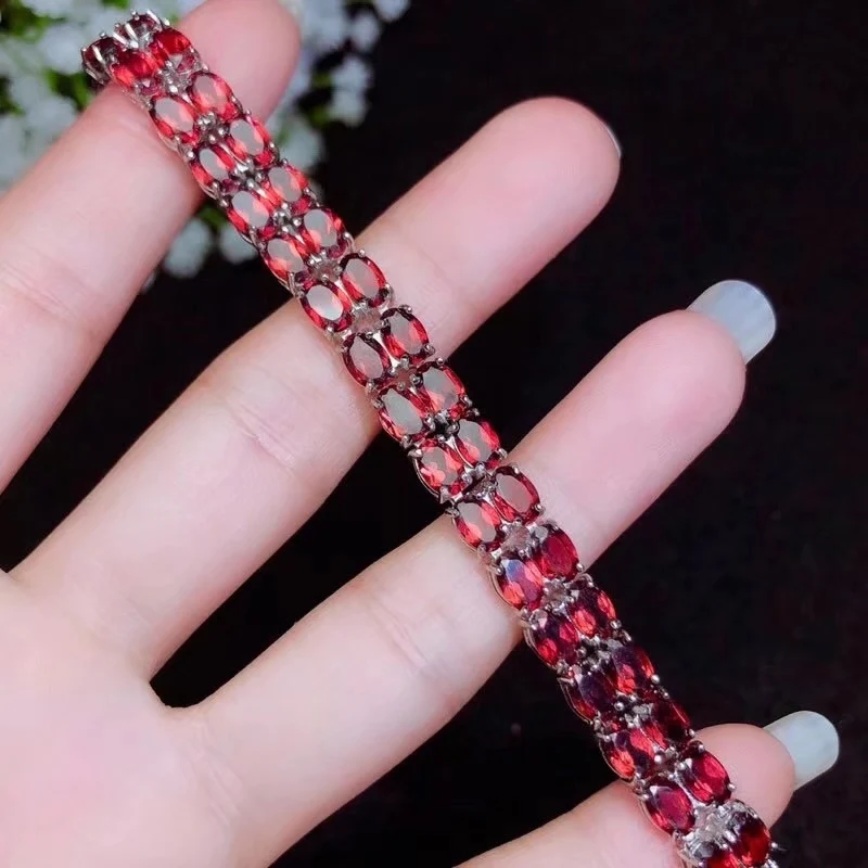Элегантный бордовый гранатовый браслет с драгоценными камнями красивые женские