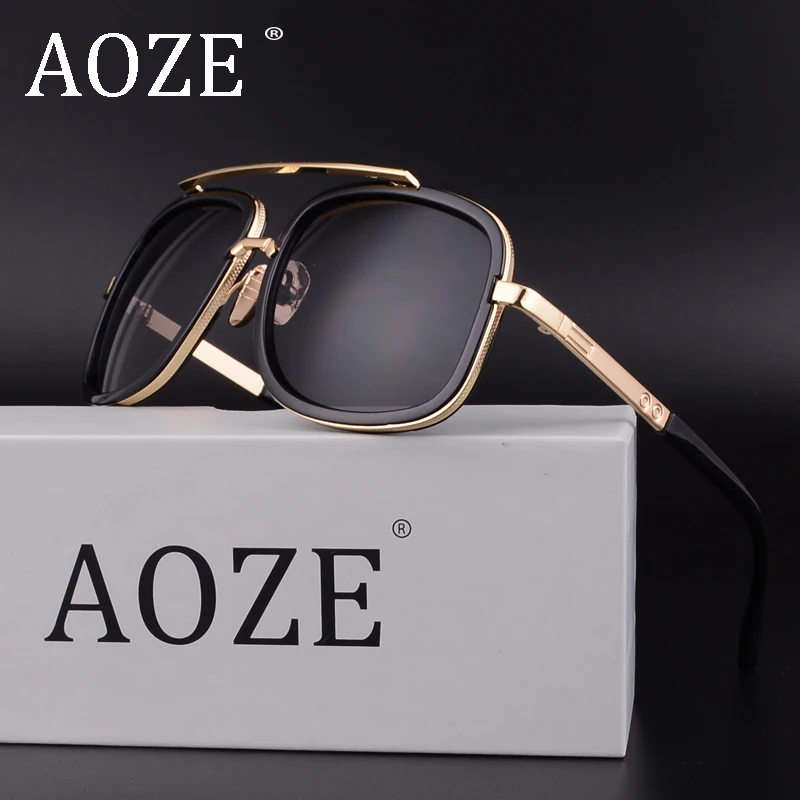 AOZE негабаритных ретро бренд стимпанк Солнцезащитные очки UV400 для мужчин женщин розовые зеркальные солнцезащитные очки анти UVA очки D1828