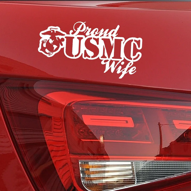 YJZT 17CM*9.1CM USMC United States Marine Corps Proud Wife Vinyl Car Sticker Decals Black/Silver C3-0089 | Автомобили и мотоциклы