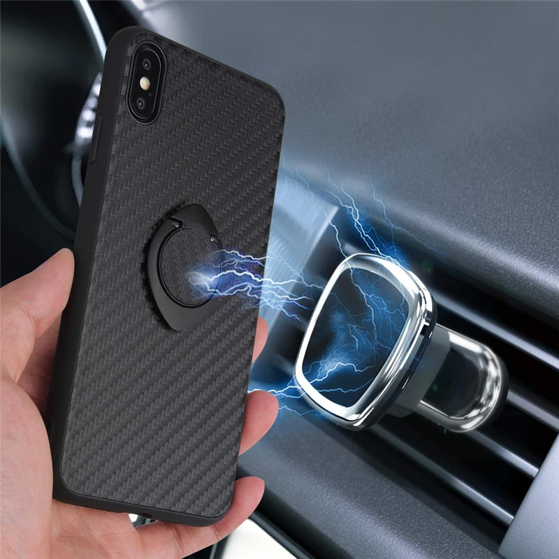 Magnetic Car Leopard Phone Case for Iphone 6 6s 7 8 PLus X 10 Shockproof Magnet Bracket Ring Holder I XR XS Max Cover |