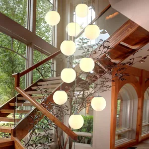 White Glass Pendant Light Kitchen Suspension Glass Ball Pendant Lamp Staircase Lights Nordic Chandelier Dining Room Bedroom