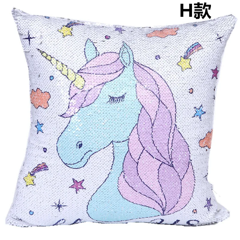 

Unicorn Mermaid Sequin Cushion Cover Magical Shining Pillowcase Color Changing Reversible Patchwork Pillow Cover With Sequins