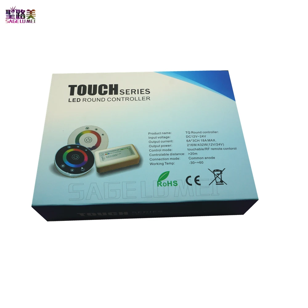 DC12V-DC24V LED Touch Round RGB Controller 18A 7 Keys RF Remote controller for 5050 3528 2835 strip lights TAPE | Лампы и освещение