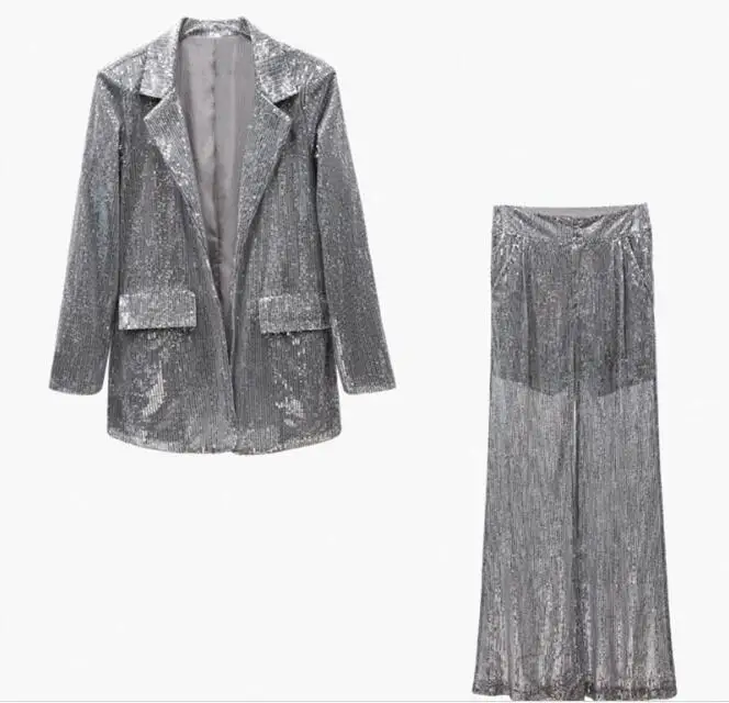 Женский высококачественный модный костюм с металлическими пайетками для