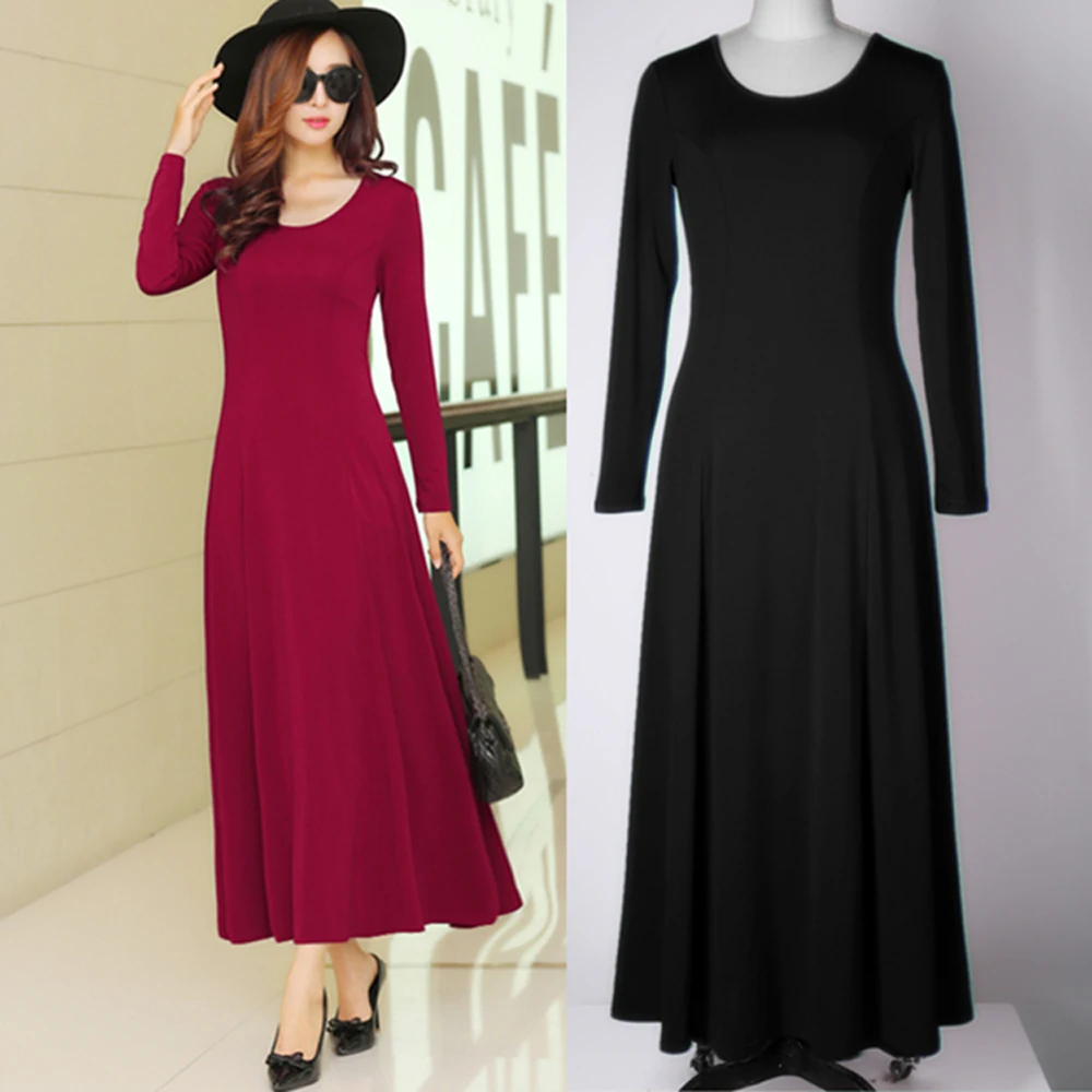 Женское сексуальное длинное платье трапециевидной формы с круглым вырезом и