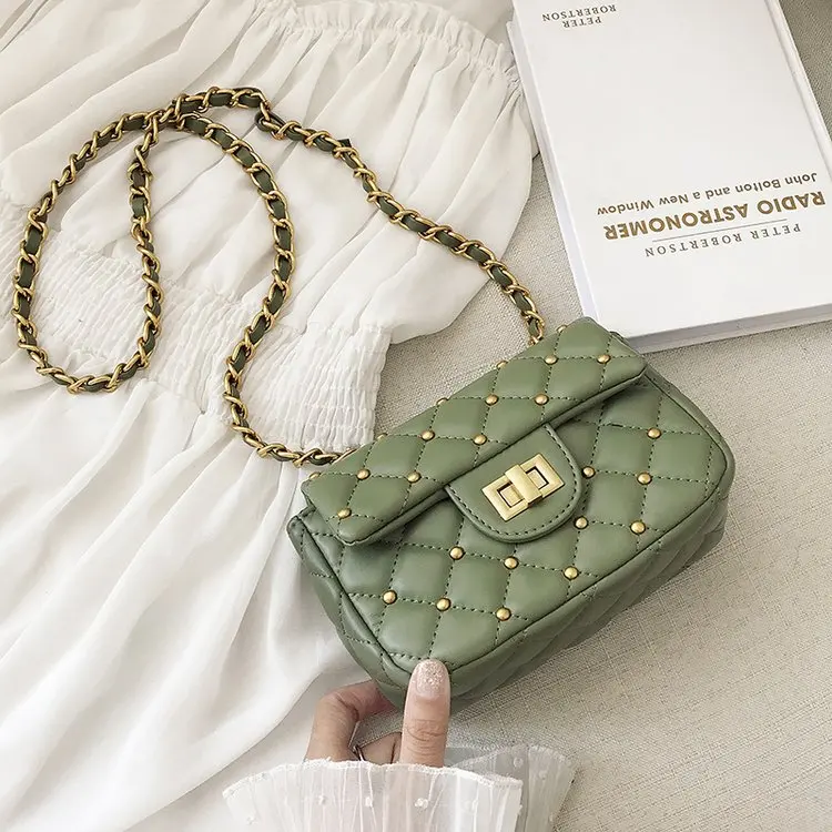 Сумка мессенджер женская с заклепками и цепочкой|Сумки ручками| |