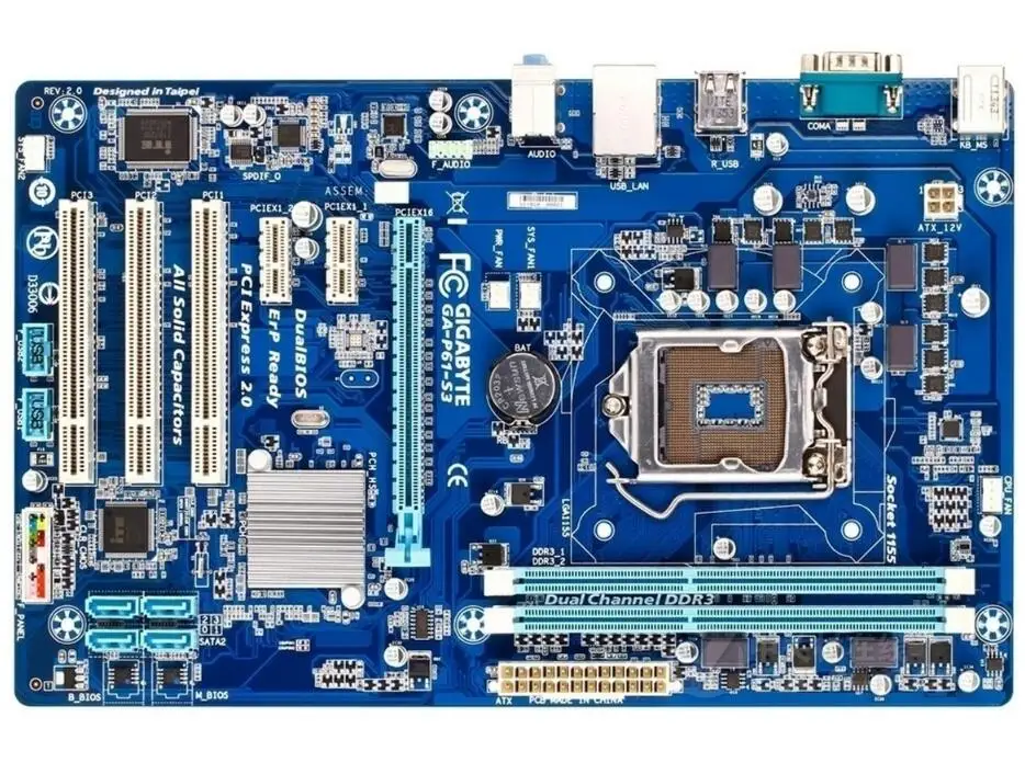 Для Gigabyte GA-P61-S3 оригинальная настольная материнская плата P61-S3 H61 розетка LGA 1155 DDR3 ATX