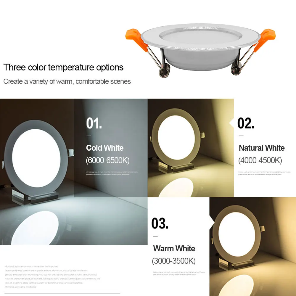 Светодиодный потолочный светильник Круглый Потолочный встраиваемый 5730SMD 12 Вт 10 7