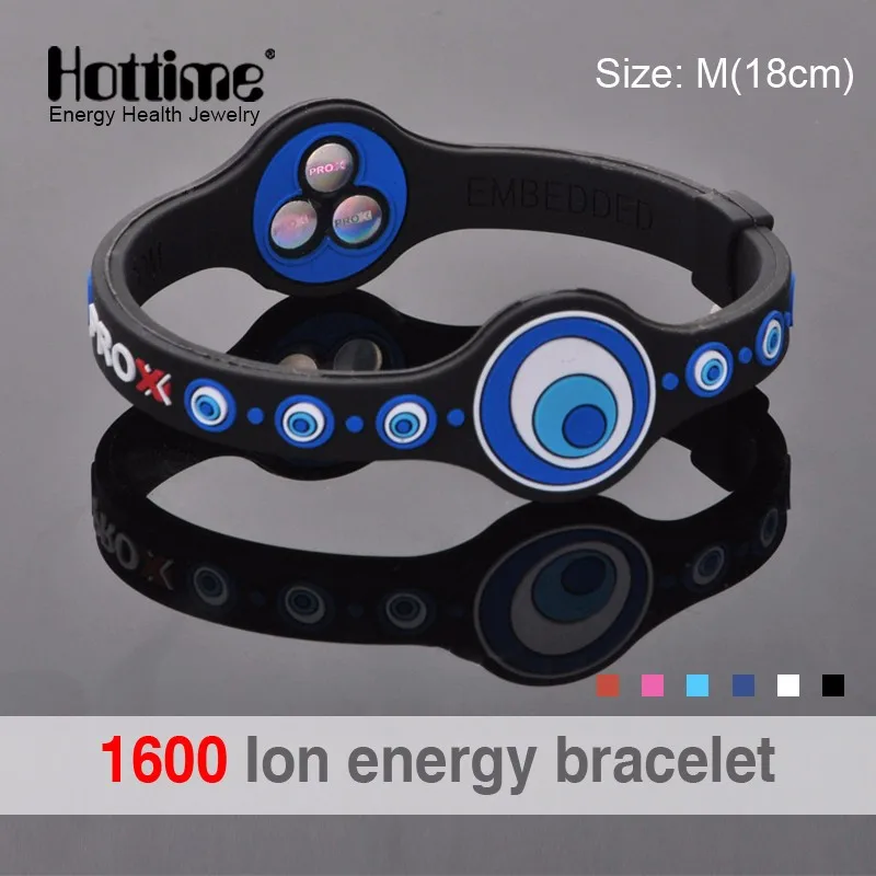 Hottime 1600 ion Bio Energy Unisex Trendy Silicone Rubber Flexible Wristband Wrist Band Cuff Bracelet Bangle For Women Men PROX2