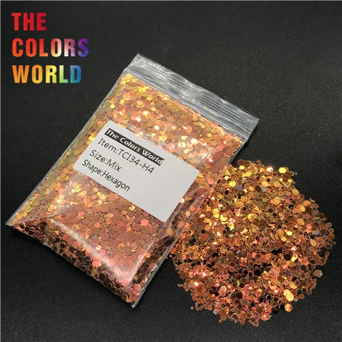 TCI34-H4 50g TCT-237, Шестигранная форма, смешанный размер, блестки для ногтей, украшение для ногтей, гель-блеск для тела, макияж, хна, макияж, ручная работа, сделай сам, аксессуары - Цвет: TCI34-H4 50g