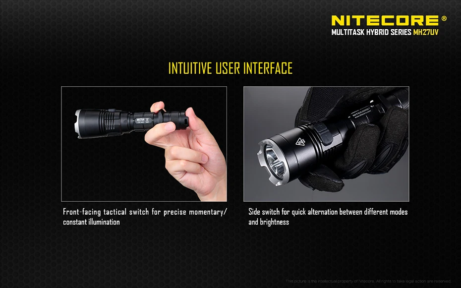 NITECORE MH27UV ультрафиолетовый светильник, перезаряжаемый на длинном расстоянии, наружный светильник с литиевой батареей