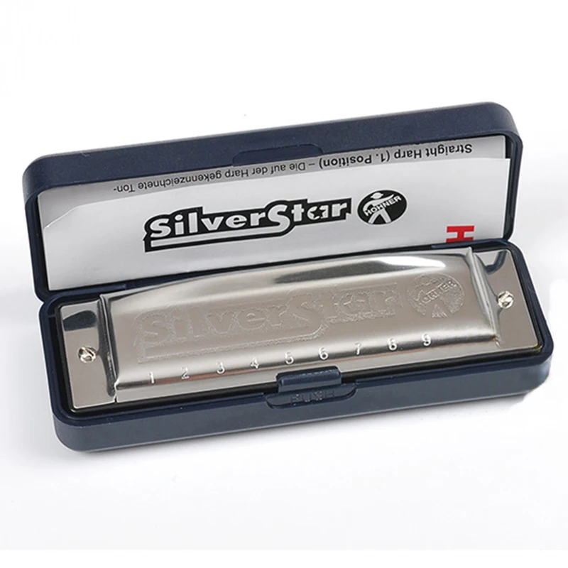 Diatonic 10 отверстий губная гармоника Hohner рот орган Instrumento Губная гармошка KeyC серебряная звезда энтузиаст Серия синий музыкальный инструмент