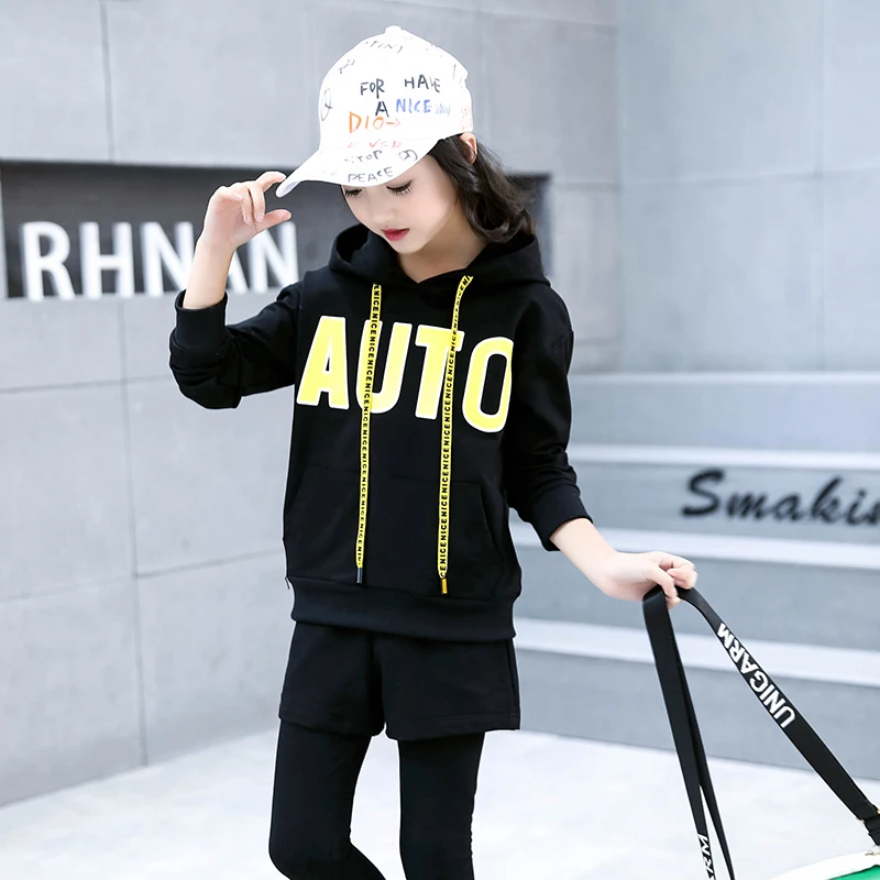 

FYH Autumn Spring Girls Clothing Set Pullovers+Pants 2pcs Children Girls Sports Suit Kids Clothes Set Letter Printed Sweatshirt