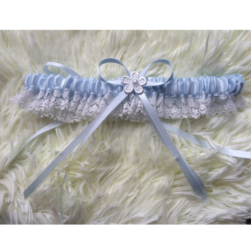 Светло-голубые Сексуальные Подвязки для невесты женские кружевные цветы