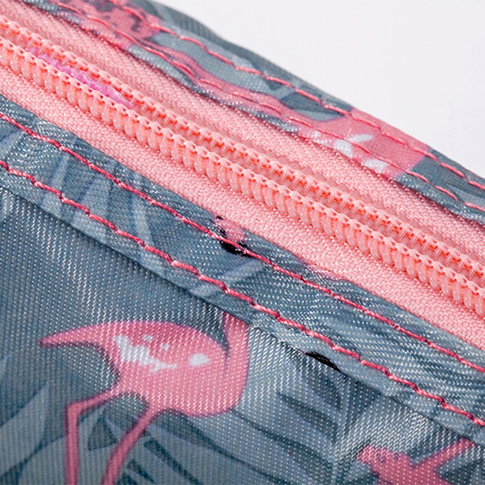 

Portable Leaves Makeup Pouch Storage Bags Flamingo Print Zipper Women Cosmetic Bag