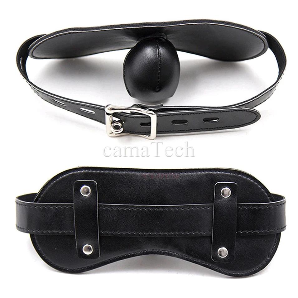 Кожаный ошейник для рабства camaTech мягкая губка раб тренажер оральных шариков